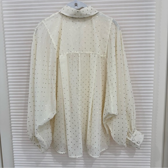 Zara semi sheer polka dot long sleeve blouse XS S - Picture 10 of 11